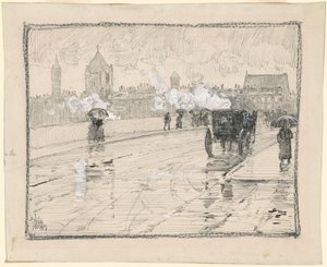 Regnværsdag, Boston av Childe Hassam