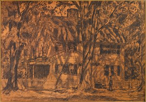Lion Gardiner-huset, Easthampton, Long Island av Childe Hassam