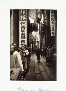 Gatescene i Canton, ca. 1870-tallet (albumtrykk) av Chinese Photographer