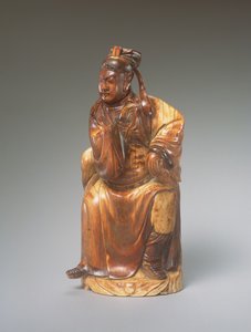 En figur av Guandi sittende, 1300-1400-tallet (utskåret elfenben) av Chinese School