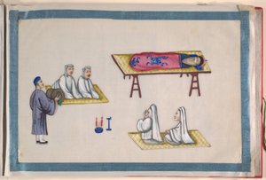 Album, sent på 1800-tallet (album med tolv blader; blekk og farge på margpapir, innbundet i rød damask) av Chinese School