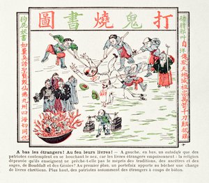 Brenne de giftige kristne bøkene som forakter våre tradisjoner, våre forfedre, visdommen til våre vismenn og Buddha, 1891 av Chinese School