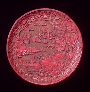 Utskåret kanelskål, sent Yuan til tidlig Ming-dynastiet (lakkert tre) (se også 272178)