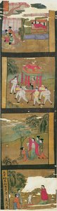 Ch.Lv.0010 Scener fra Buddhas Life, Tunhuang, 7.-8. århundre, (maleri på silkebanner) av Chinese School
