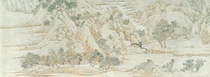 Kinesisk landskap, Ming-dynastiet (penn- og blekkvask på papir) av Chinese School