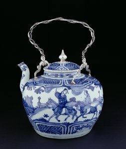 Kinesisk tekanne med europeisk håndtak, overgangsperiode, ca. 1640 (porselen med sølv) av Chinese School