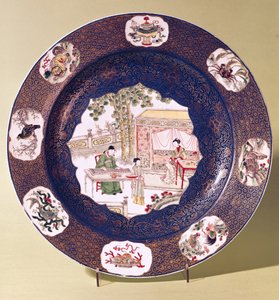 Sirkulært fat med en musikalsk scene, Kangxi-perioden (1662-1722) (porselen)