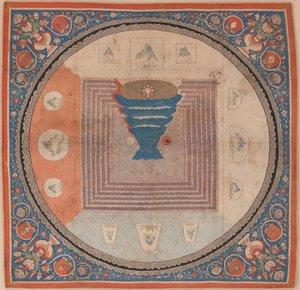 Kosmologisk mandala med Mount Meru av Chinese School