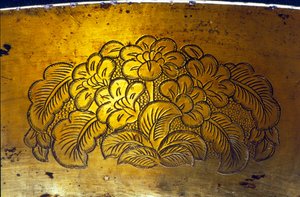 Detalj fra et gravert basseng, Tang-dynastiet (forgylt sølv) (se 206714)