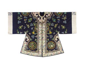 Brodert midnattsblå Haan uformell overfrakk for kvinner, waitao, 3. kvartal av 1800-tallet av Chinese School