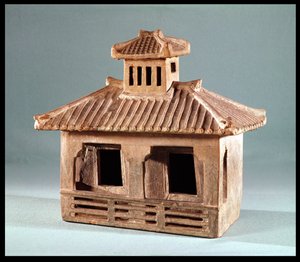 Begravelsesmodell av et hus, Han-dynastiet (206 f.Kr.-220 e.Kr.) (terrakotta)