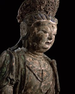 Stor sittende bodhisattva i meditasjon, Jin-dynastiet (1115-1234) (tre og pigment) (detalj) (se 206544)