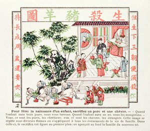 Ofring av en gris og en geit til feiring av fødselen til et barn, 1891 av Chinese School