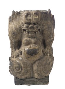 Squatting guardian-demon, Hebei-provinsen, divisjonsperiode, 550-577 (mørk kalkstein) av Chinese School