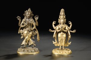 Tibeto kinesisk figur av en bodhisattva av Chinese School