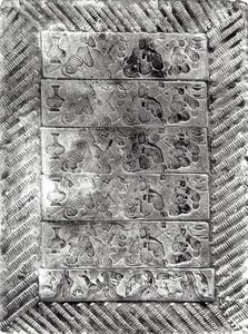 Stemplet begravelsesmurstein, Han-dynastiet (206 f.Kr.-220 e.Kr.) (terrakotta) av Chinese School Chinese School