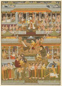 Elskere og elskede: En sammensetning av scener fra persisk, urdu og sanskritlitteratur, ca. 1735. av Chitarman II