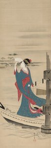 Skjønnhet i en båt på Sumida-elven, sent på 1700-tallet – tidlig på 1800-tallet.
