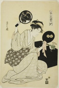 Takashima, fra serien "A Collection of Flower-like Faces of Beauties (Bijin kagan shu)" av Chobunsai Eishi