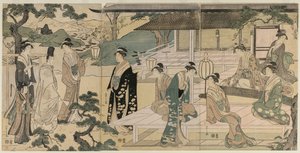 The Matsukaze Chapter of the Tale of Genji (fra serien The Tale of Genji in Elegant Modern Dress) av Chobunsai Eishi