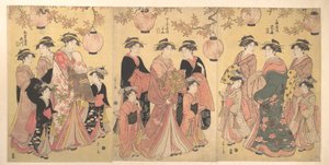 Yoshiwara-paraden om høsten av Chobunsai Eishi