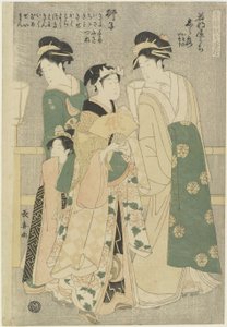 Tre kurtisaner fra Wakafune-ya House: Shiratsuyu, Isono og Isoji, ca. 1794