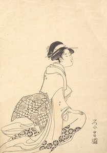 En kvinne på kne. av Chokosai Eisho
