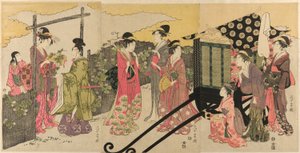 Parodi på Yugao Chapter of the Tale of Genji av Chokosai Eisho