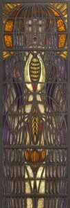 Vindu, farget glass, design Lebeau