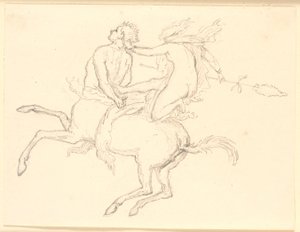 Bacchante sitter på baksiden av en krøllete kentaur. Pompeiansk motiv av Christen Købke