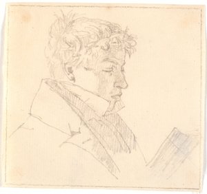 Lesende ung mann, kunstnerens eldste bror, pastor Carl Adolf Købke (1804-1840) ? av Christen Købke