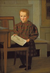 Maleren C.W. Eckersberg-sønnen Julius i hans fars studio av Christen Købke