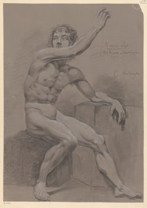 Sittende mann naken, sett fra siden (3. premie 1796)