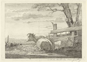 Hvilende storfe i et landskap av Christiaan Godfried Schutze van Houten