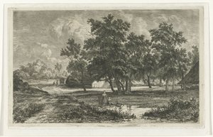 Landskap med en gård blant trærne av Christiaan Immerzeel