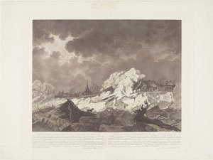 Utsikt over Ysgang og Dykbreak ved Vuuren ved Gorcum den 22. februar 1799 / Vue des Glaces qui S