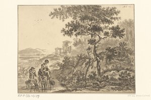 Italiensk landskap med en gjeter av Christiaan Josi