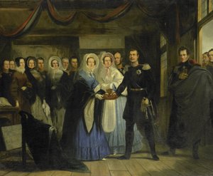 Prinsessen av Oransje mottar Alexander II (1818-1881), storhertug og arving til Russlands trone, i tsar Peters hus i Zaandam, 17. april 1839 av Christiaan Julius Lodewijk Portman