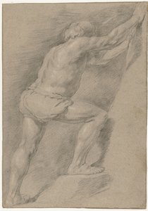 Studie av en naken mann med hevet bein av Christiaen Gillisz. van Couwenberg (attributed to)