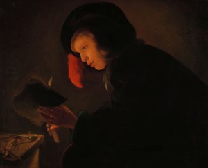 Ung mann i stearinlysets lys av Christiaen Jansz. Dusart