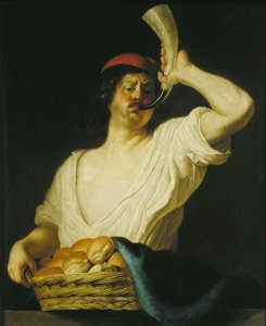 En baker som blåser i hornet, 1650. av Christiaen van Couwenbergh