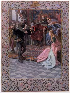 Hamlet før kong Claudius, dronning Gertrude og Ophelia, scene fra 