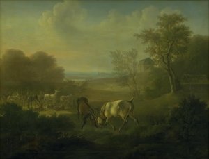 Hjort i Dyrehaven, i bakgrunnen Eremitasjen