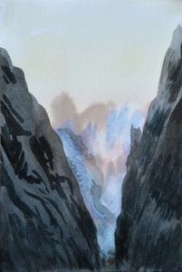 Flammende fjell, 2015 (akvarell på papir)