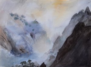 Magisk fjell, 2015 (akvarell på papir) av Christian Furr