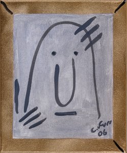 Minner meg om min egen eksistens II 2006 (olje- og gullspray på lerret) av Christian Furr
