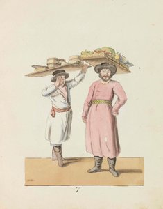 Fruktselger og bonde som selger ost og sild Fra serien St. Petersburg..., 1799.