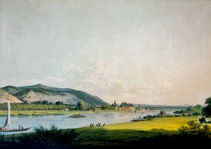 Pillnitz og dens omgivelser, nær Dresden (fargegravering)