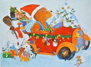 Adventskalender Bjørn, 2009 (akvarell på papir)
