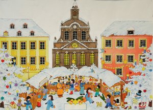 Julemarked, 2001 (akvarell på papir)